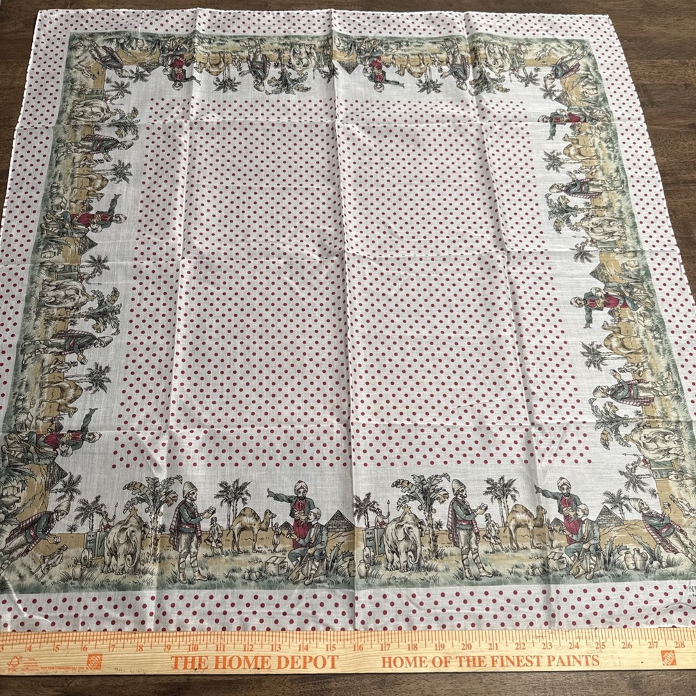 Vintage ANNE MARIE Scarf French Provencal Desert Caravan Egyptian Expedition 32"